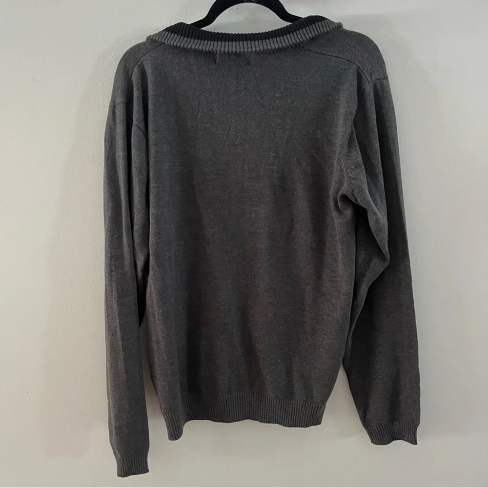Bill Blass Gray Cotton Blend 1/4 zip pullover sweater Size Large.